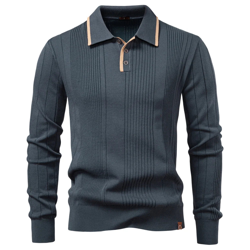 Premium Langarm Poloshirt Herren Knitterresistent Business