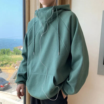 Herren Hoodie im Y2K Vintage Stil mit Rollkragen und Taschen