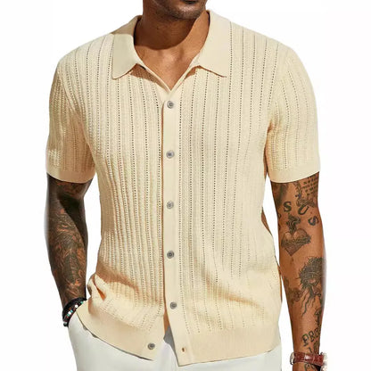 Herren Kurzarmshirt mit Dreiviertelärmeln im koreanischen Stil – elegantes, leichtes Sommer-Oberteil aus Eisseide