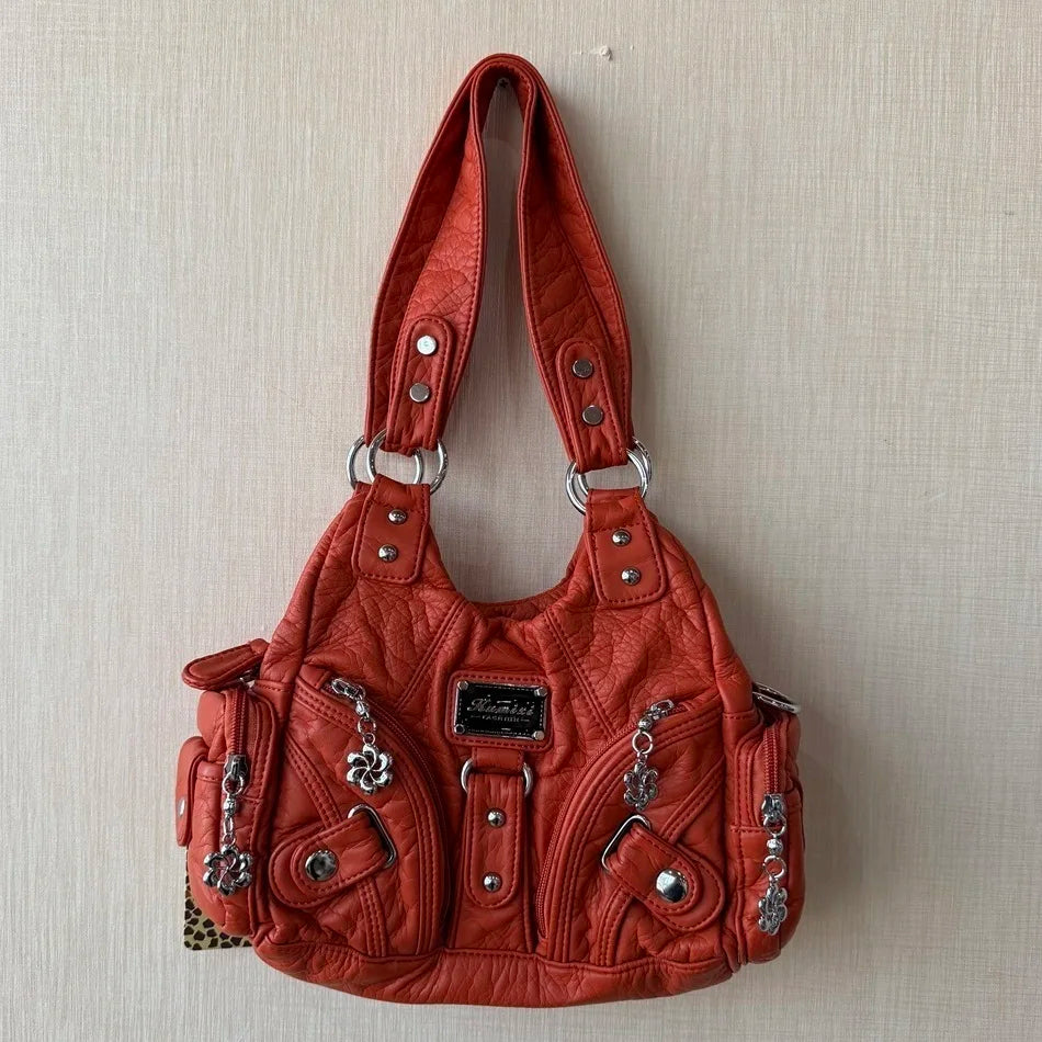 Damen-Tote-Tasche mit oberem Griff und Mehrfachfächern für Handy und Karten mit weicher Oberflächenstruktur