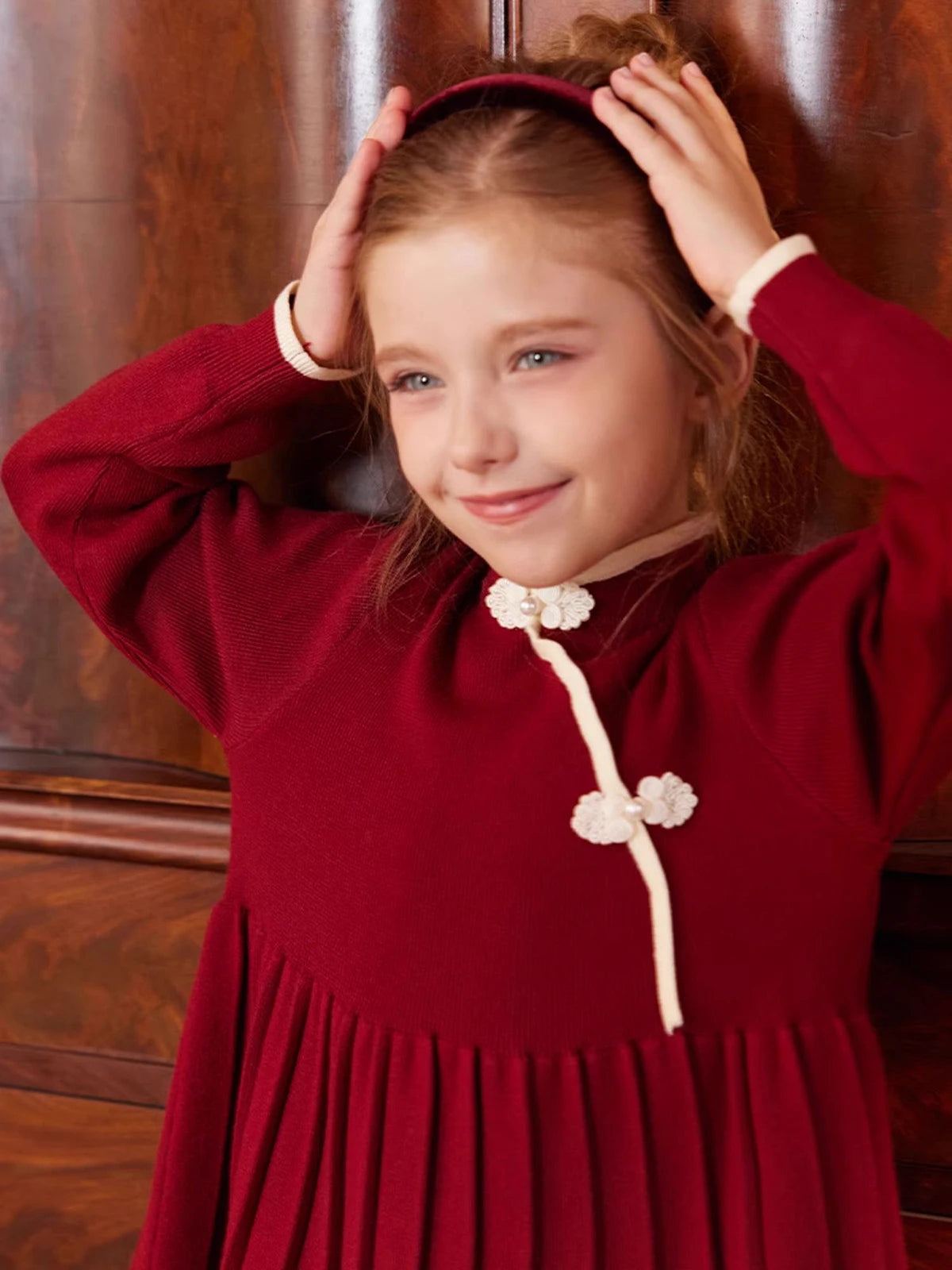 Weihnachtspullover für Kinder im Retro-Stil – Jacquard-Strick in Rosa, locker und niedlich, für Mädchen von 110cm bis 170cm
