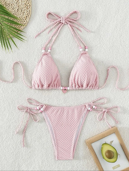 Gelbes Sexy-Bikini-Set mit Push-up für Damen – Brasilianischer Stil für Strand und Pool