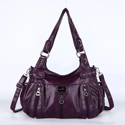Damen-Schultertasche aus PU-Material Mit Großem Fassungsvermögen und Reißverschluss für Alltag und Freizeit