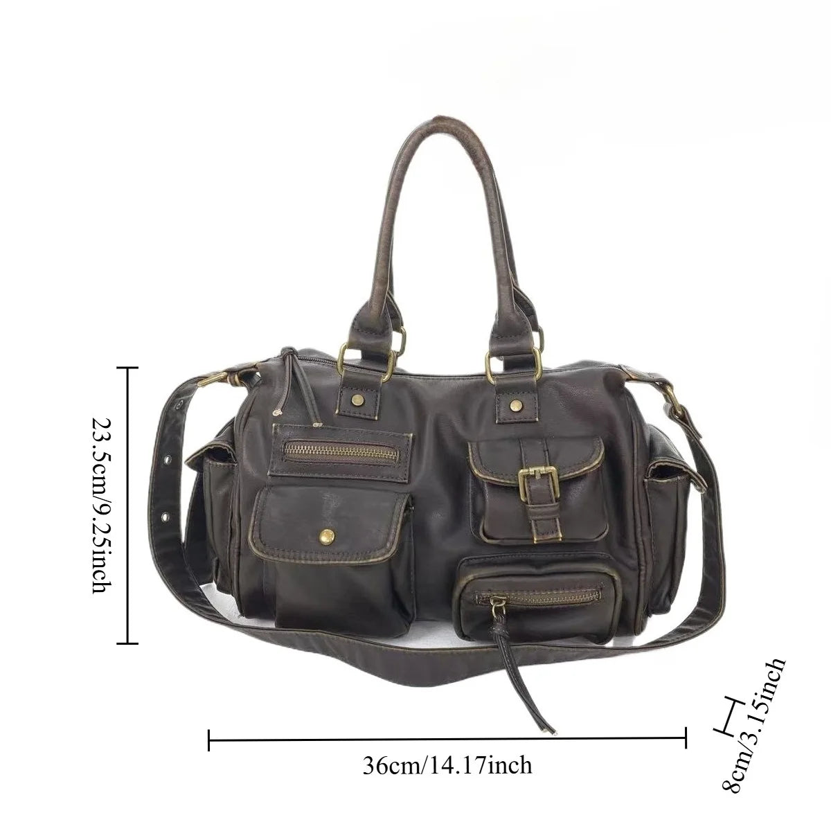 Damen-Handtasche Top-Handle aus PU-Leder mit Tassel-Design und Mehrfachfächern für Abendtaschen geeignet