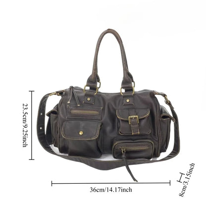 Damen-Handtasche Top-Handle aus PU-Leder mit Tassel-Design und Mehrfachfächern für Abendtaschen geeignet