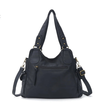 Damen-Handtasche aus PU-Leder Großes Crossbody-Design Vintage-Stil mit Reißverschluss Innenfach