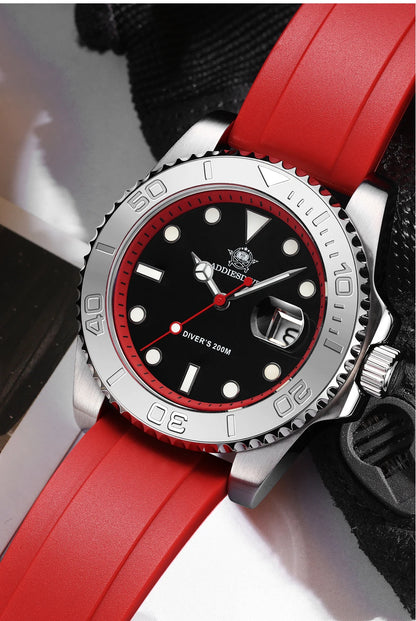 ADDIESDIVE 41mm AD2040 Sports Diver Watch TPU rubber belt Blue Luminous Reloj Hombre 200m Waterproof Quartz Watches