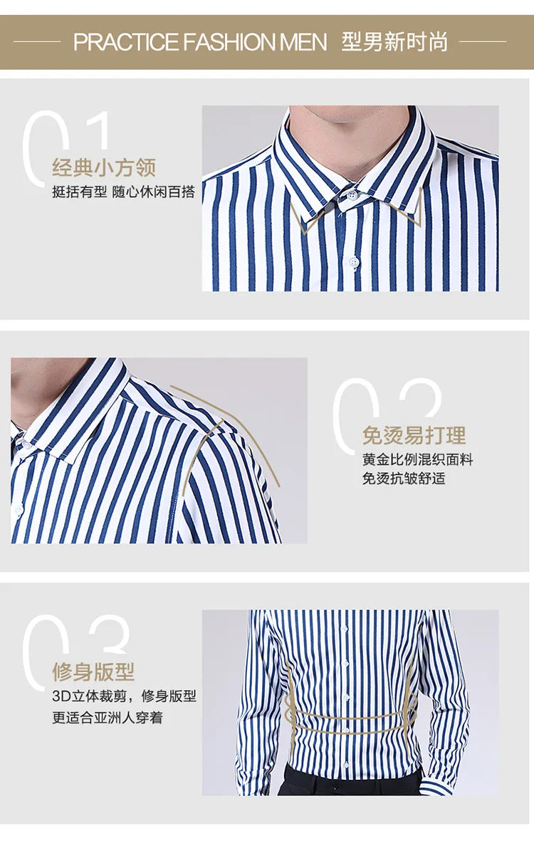 Langarm-Hemd für Herren in Weiß – formell und lässig, koreanischer Stil mit Tasche, ideal für Business und Freizeit.