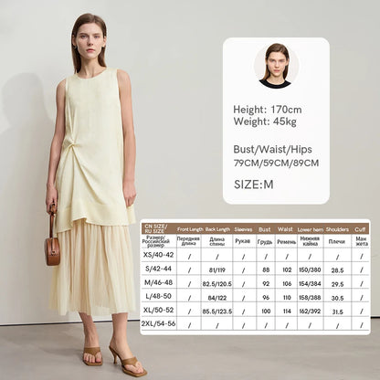 Elegantes Damen Kleid Ärmellos Mit Falten Struktur Aus Viskose