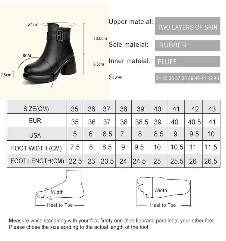 Maßtabelle: Schaft- und Absatzmaße für AIYUQI Damen-Stiefeletten