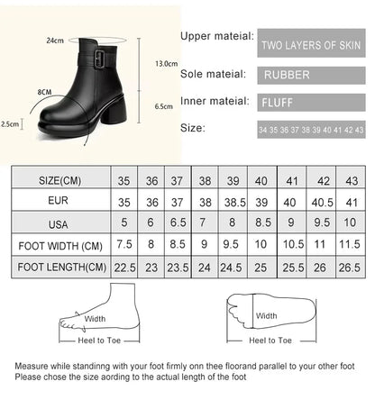 Maßtabelle: Schaft- und Absatzmaße für AIYUQI Damen-Stiefeletten