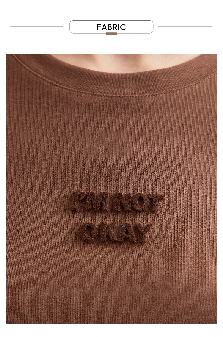 Damen T-Shirt mit minimalistischem Design und gesticktem Brief für den Herbst