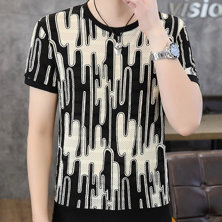 Herren Kurzarm T-Shirt im luxuriösen Retro-Stil für Sommer und Streetwear