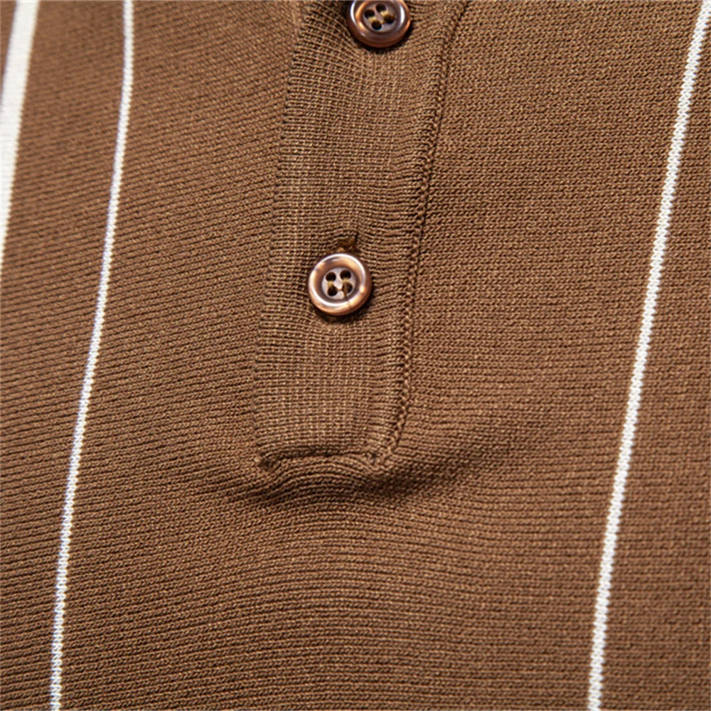 Gestreiftes Poloshirt Für Herren Mit Old Money Stil Und Atmungsaktiv