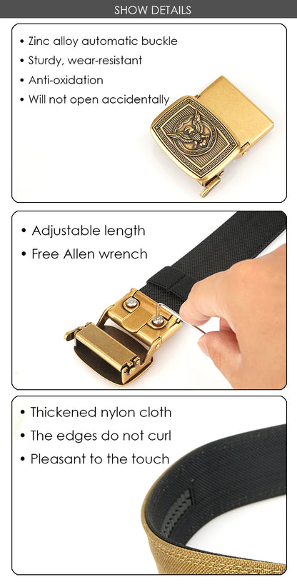 Herren-Automatikgürtel aus Nylon mit Schnellverschluss für Alltag und Freizeit Militärischer Stil