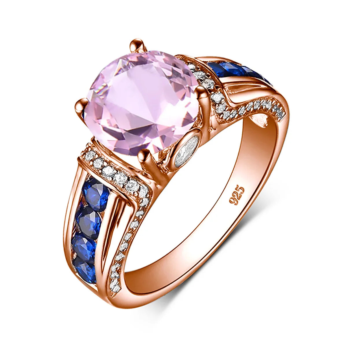 Damen-Ring aus Roségold mit Mystic Topas Regenbogen 8mm Rundschliff Verlobungsring Geschenk