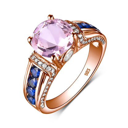 Damen-Ring aus Roségold mit Mystic Topas Regenbogen 8mm Rundschliff Verlobungsring Geschenk