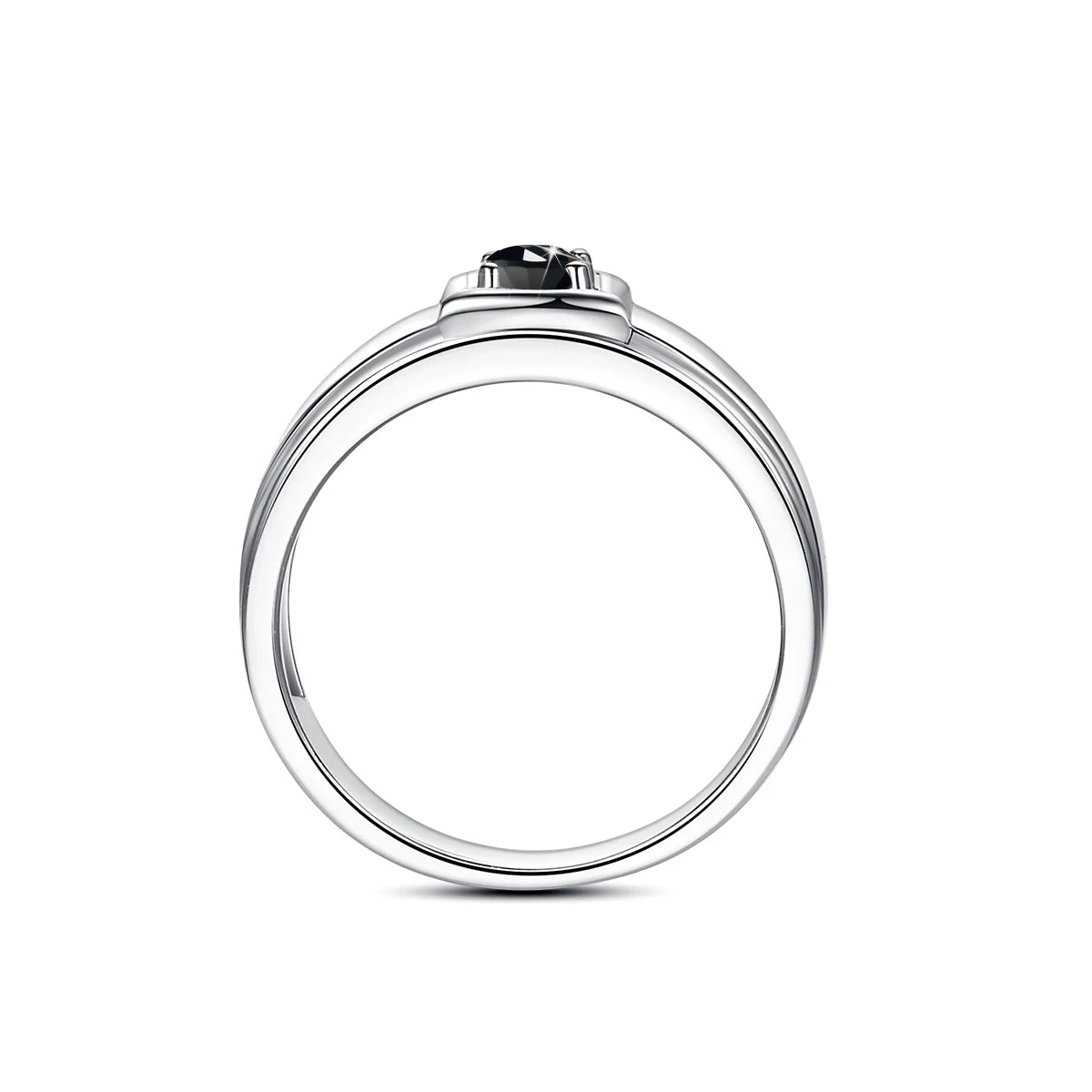 Herren-Ring Silber 925 Hochwertige Verarbeitung Gefasst und Langlebig mit Schwarzem Moissanit