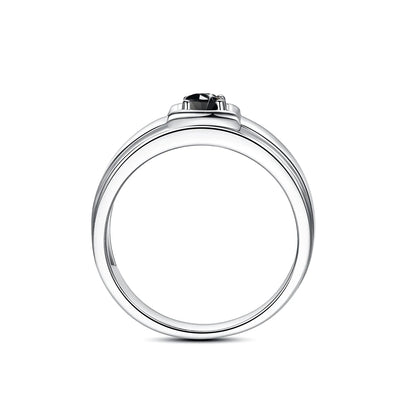 Herren-Ring Silber 925 Hochwertige Verarbeitung Gefasst und Langlebig mit Schwarzem Moissanit