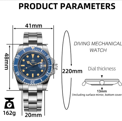 Herren-Taucheruhr mit matter Keramiklünette und 200 m Tiefe