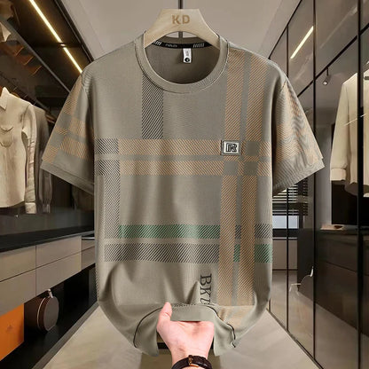 Herren T-Shirt aus Seide mit kurzen Ärmeln für lässige Sommermode