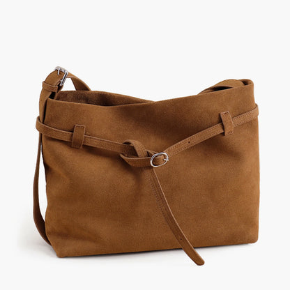 Tote-Tasche aus Echt Wildleder | Kaffee-Braun, Viel Platz