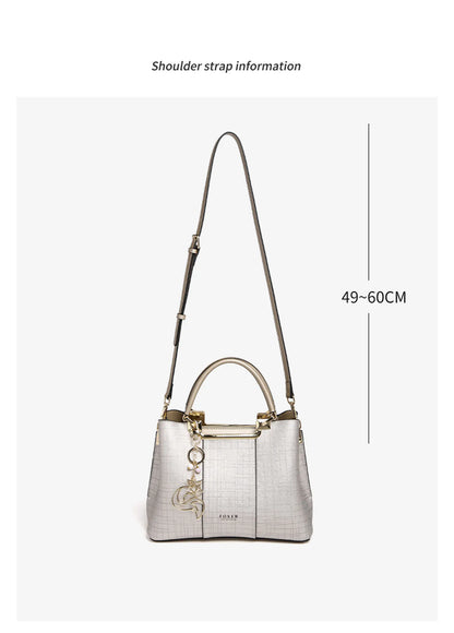 Damen Schultertasche aus Leder im Saffiano Luxusdesign Große Kapazität für Arbeit
