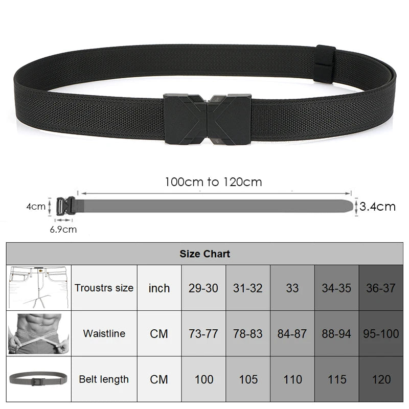 Herren-Gürtel aus elastischem Nylon mit Schnellverschluss Outdoor-Einsatz und Alltag 34 mm Breite