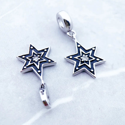 Damen-Charm-Anhänger schwarzer Stern Vintage II aus Sterlingsilber