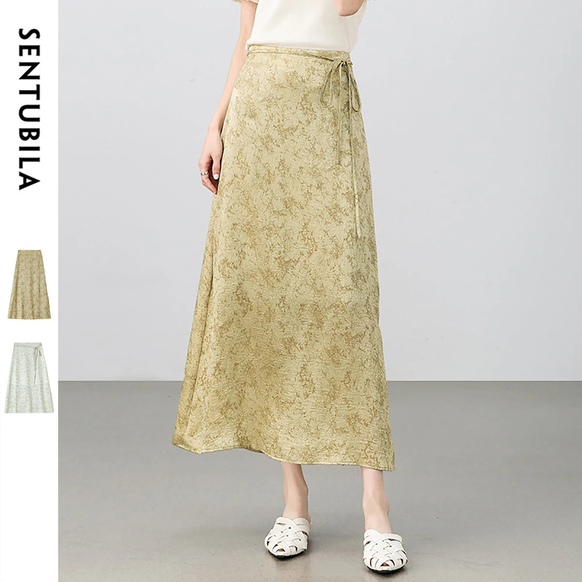 Damen Midi Rock im chinesischen Stil mit eleganter Schnürung und Schlitz