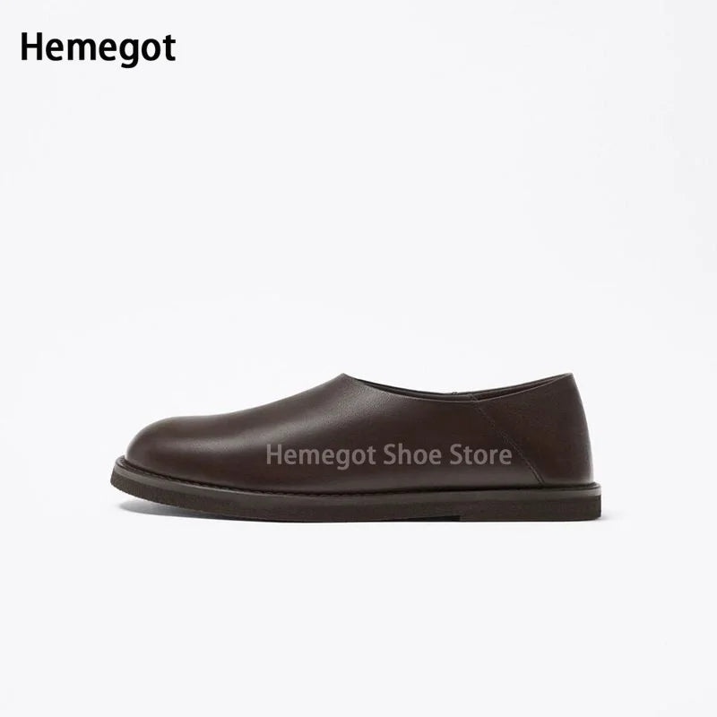 Brown Soft Cowhide Loafers Summer New Arrivals Men's Shoes Business Leather Flat Casual Shoes Males Dress Flats Office Shoes