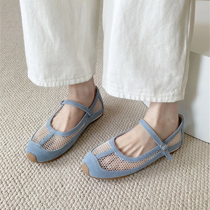 AIYUQI Damensandalen 2025, neue Mesh-atmungsaktive, rutschfeste Mary Jane-Damenschuhe, große flache Fischerschuhe für Damen