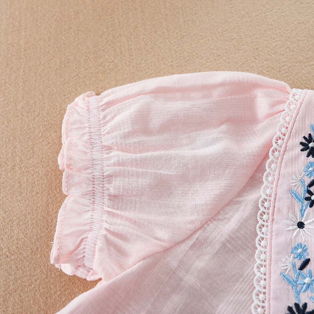 Mädchen Bluse Shirts Sommer Kurzarm Baumwolle Schöne Spitze Kausalen Weiß Tops Kinder Hohe Qualität Kleidung