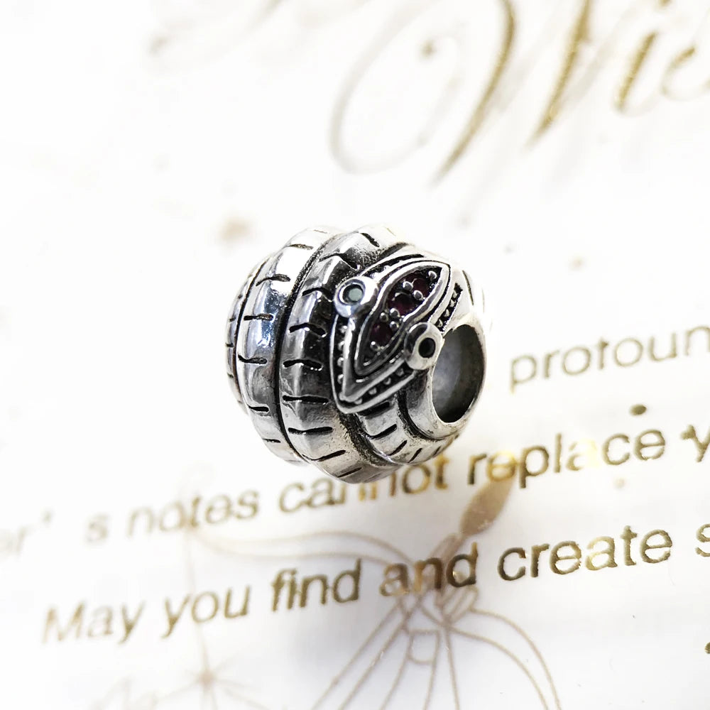 Damen-Charm-Anhänger Schlange Perlen romantisch aus Sterlingsilber
