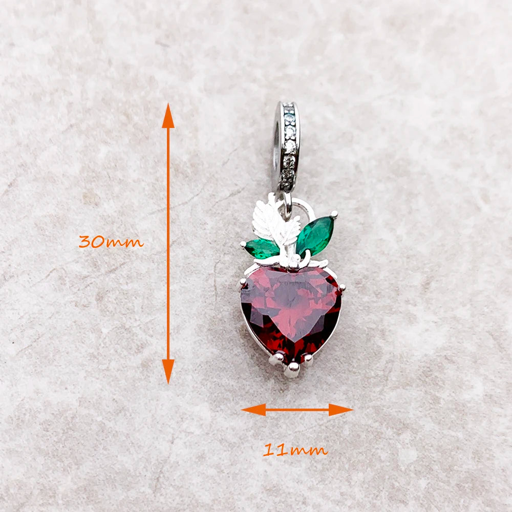 Damen-Charm-Anhänger Erdbeere romantisch Sommer aus Sterlingsilber