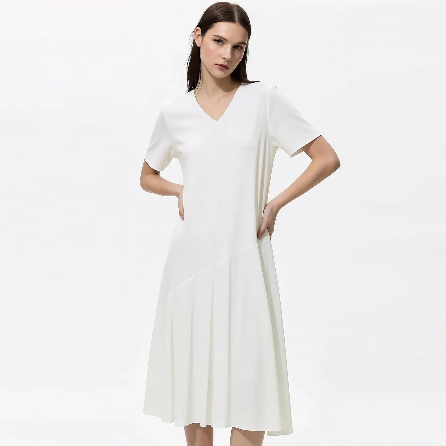 Elegantes Damen Midi Kleid Mit Lockerem Schnitt Für Büro Und Freizeit