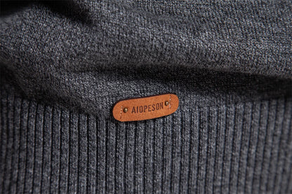 2023 neuer Herbst Baumwoll pullover für Männer o Hals Patchwork Ärmel Pullover Männer einfarbig warme Winter Herren Pullover