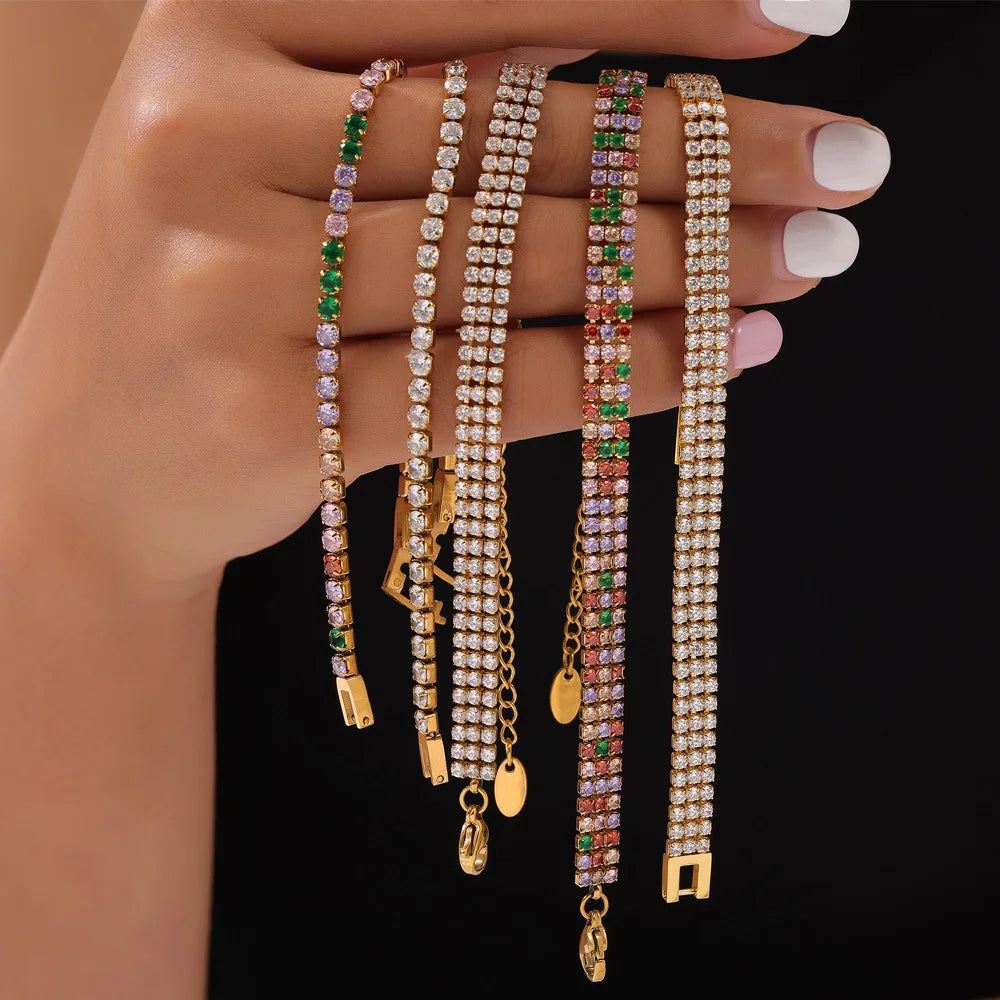 Damen-Kettenarmband mit Zirkonia und Regenbogenkristall
