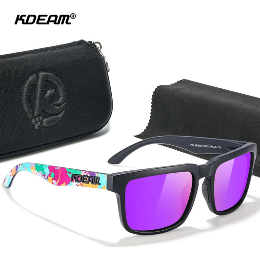 Übergroße Sonnenbrille mit violett verspiegelten, polarisierten Gläsern