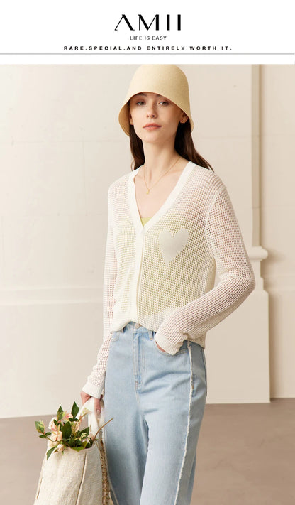 Damen-Strickjacke V-Ausschnitt Viskose locker elegant Frühling