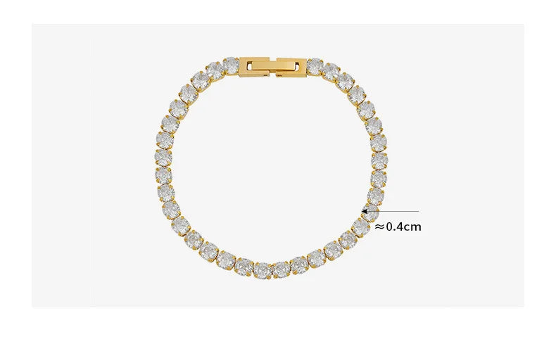 Damen-Kettenarmband mit rundem Zirkonia aus Edelstahl