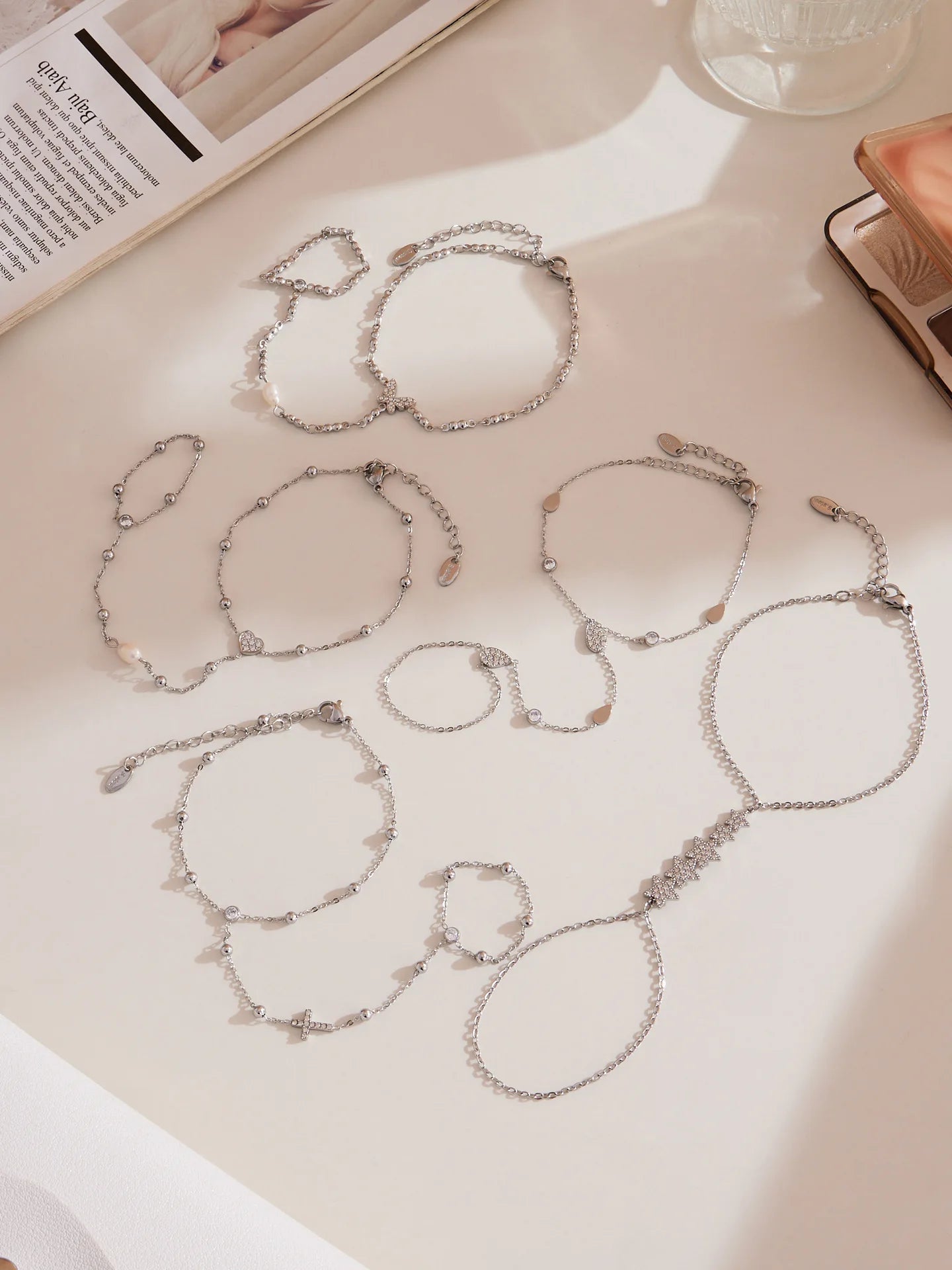 Damen-Charm-Armband mit 5A-Zirkonia aus Edelstahl