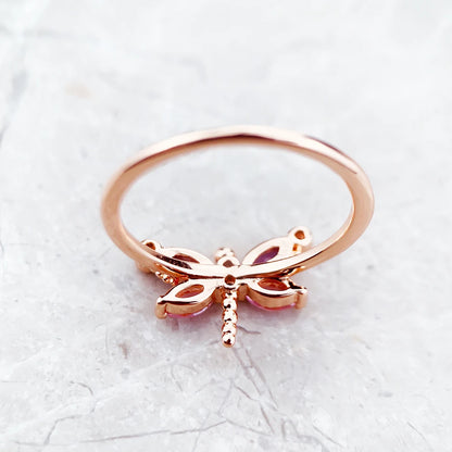 Damen-Ring Libelle Roségold trendig aus Sterlingsilber