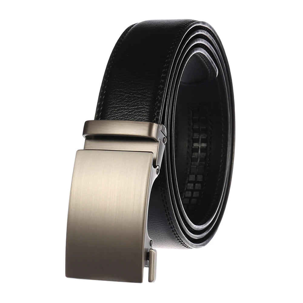 Herren Ledergürtel Mit Automatischer Metallschnalle 3,5 cm Breite Braun 130 cm Länge