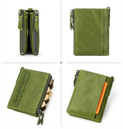 Damen Echtleder Geldbörse Bifold Vintage Portemonnaie Kartenhalter Münzbörse Geldclip