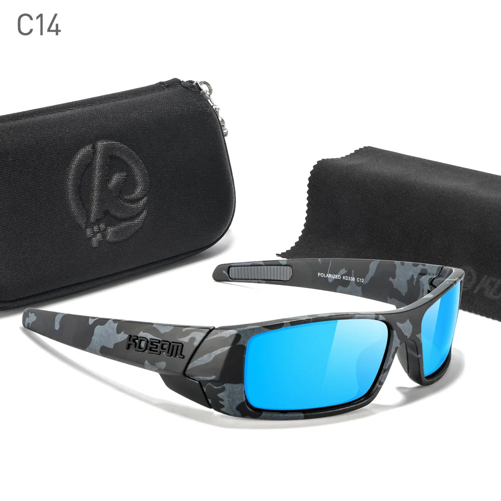 Sonnenbrille Angeln schwarz photochrom Nachtsicht Totenkopf-Etui Herren