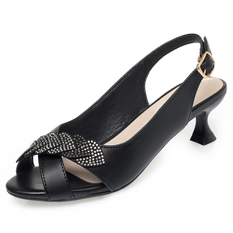 Damen Leder Sandalen Fischmaul Mode