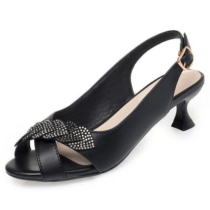 Damen Leder Sandalen Fischmaul Mode