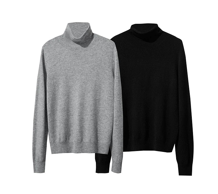Damen-Rollkragenpullover Wolle-Kaschmir warm elegant Herbst-Winter