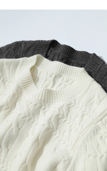 Damen-Rundhalspullover kurz einfarbig Retro locker Winter